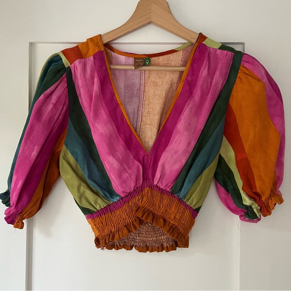 FARM Rio Colorful Striped Cropped Top